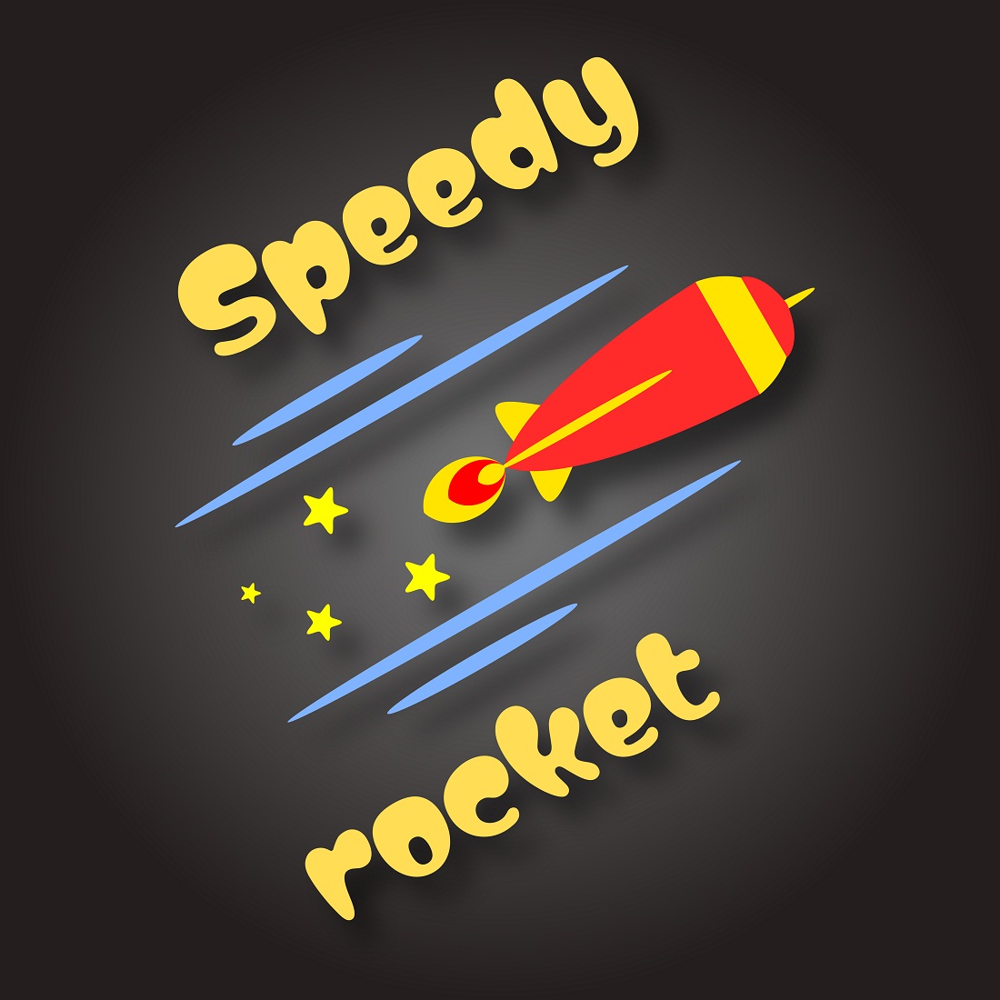 speedy rocket cartoon t shirt design for kids preview image.