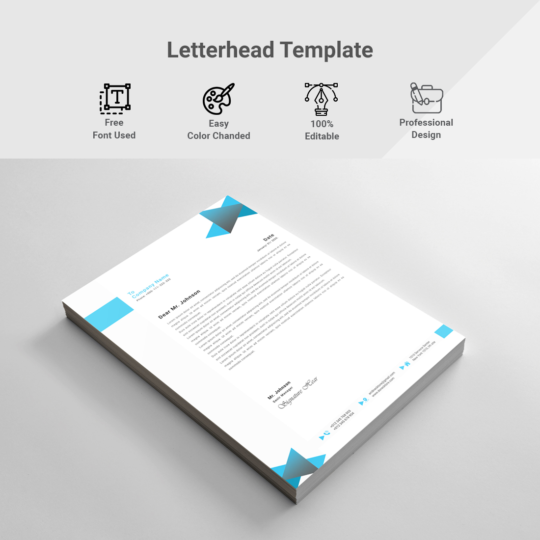 Letterhead Template Design preview image.