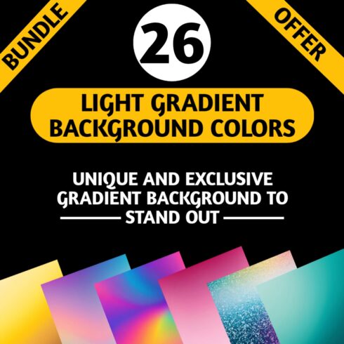 Bundle of 26 Gradient background images, light background color, backgrounds, high resolution cover image.