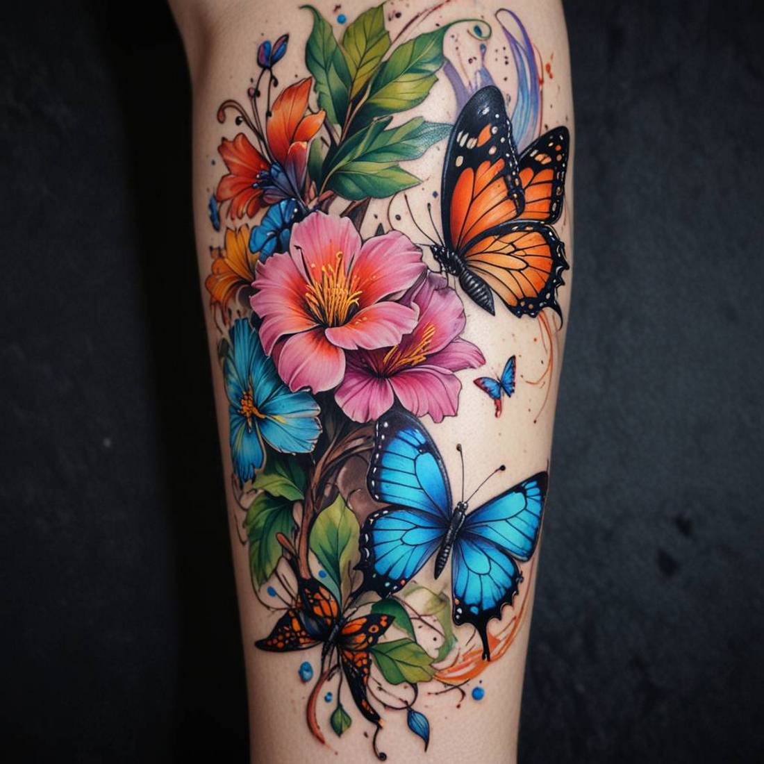 Tattoo Set #5 – Girl, Flowers, Butterflies (52 Sketch) preview image.