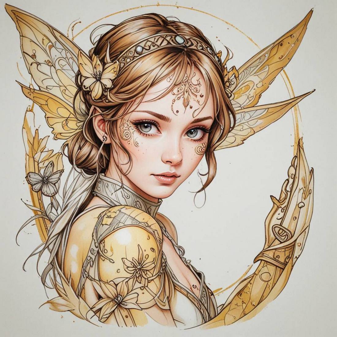 Tattoo Set #11 SCETCHES – Girl, Fairies 42 scetches preview image.