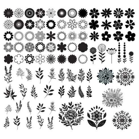 Set of 85+ flowers vector decorative corner frames Vector illustration on white background Abstract linear icon collection cover image.