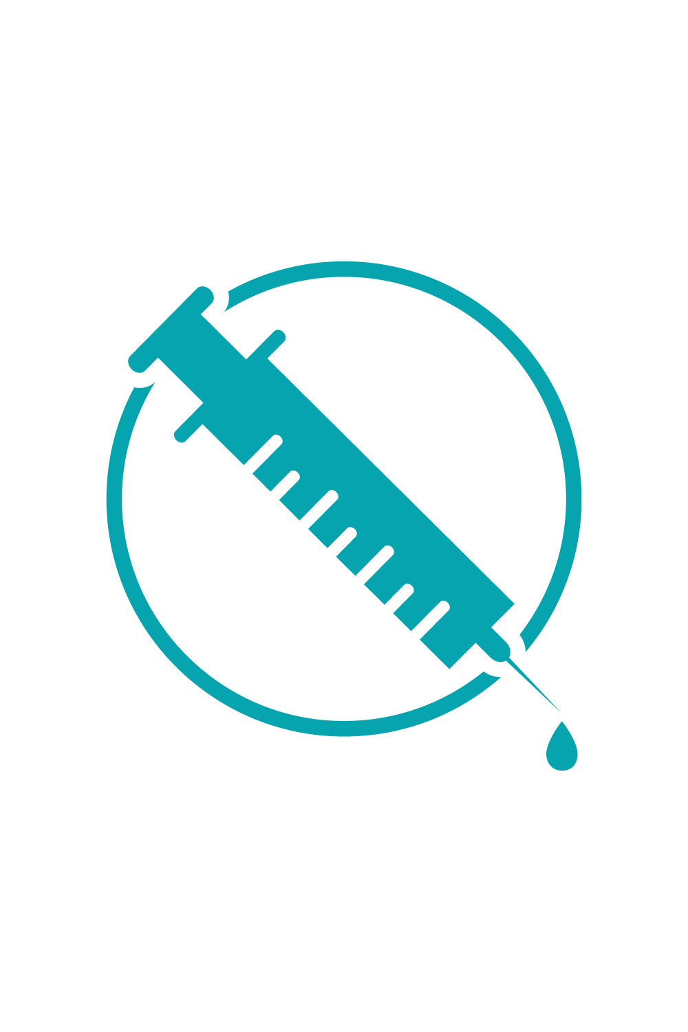 Medical Syringe Injection Logo design Concept, Vector illustration pinterest preview image.