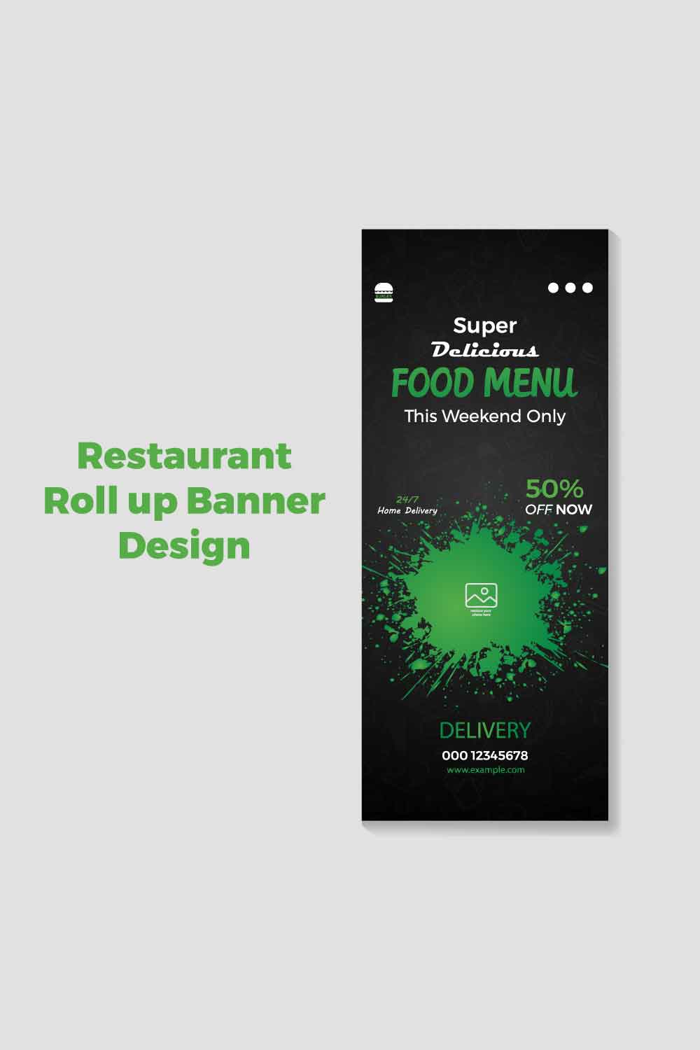 food Roll-Up banner Template Design pinterest preview image.