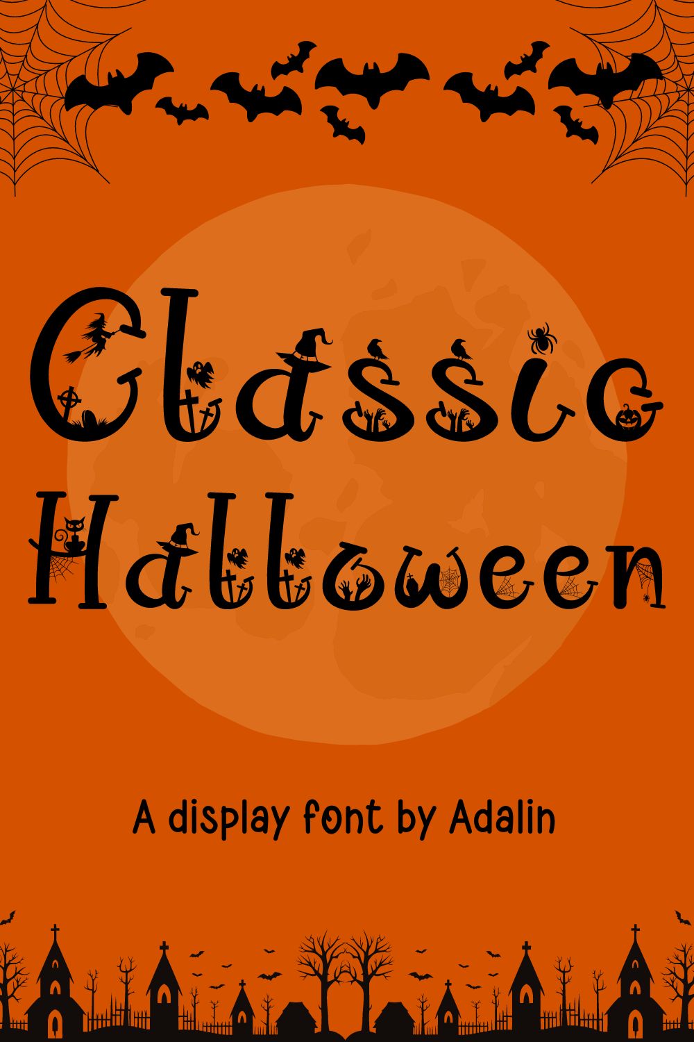 Classic Halloween Font pinterest preview image.