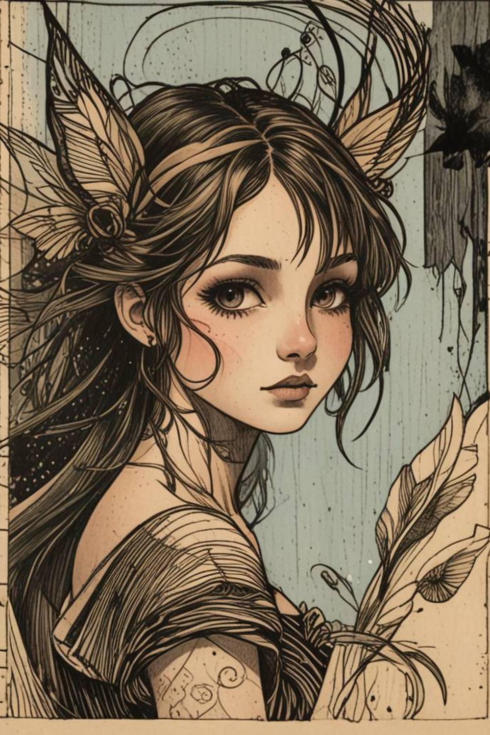 Tattoo Set #5 SCETCHES – Girl, Fairies pinterest preview image.