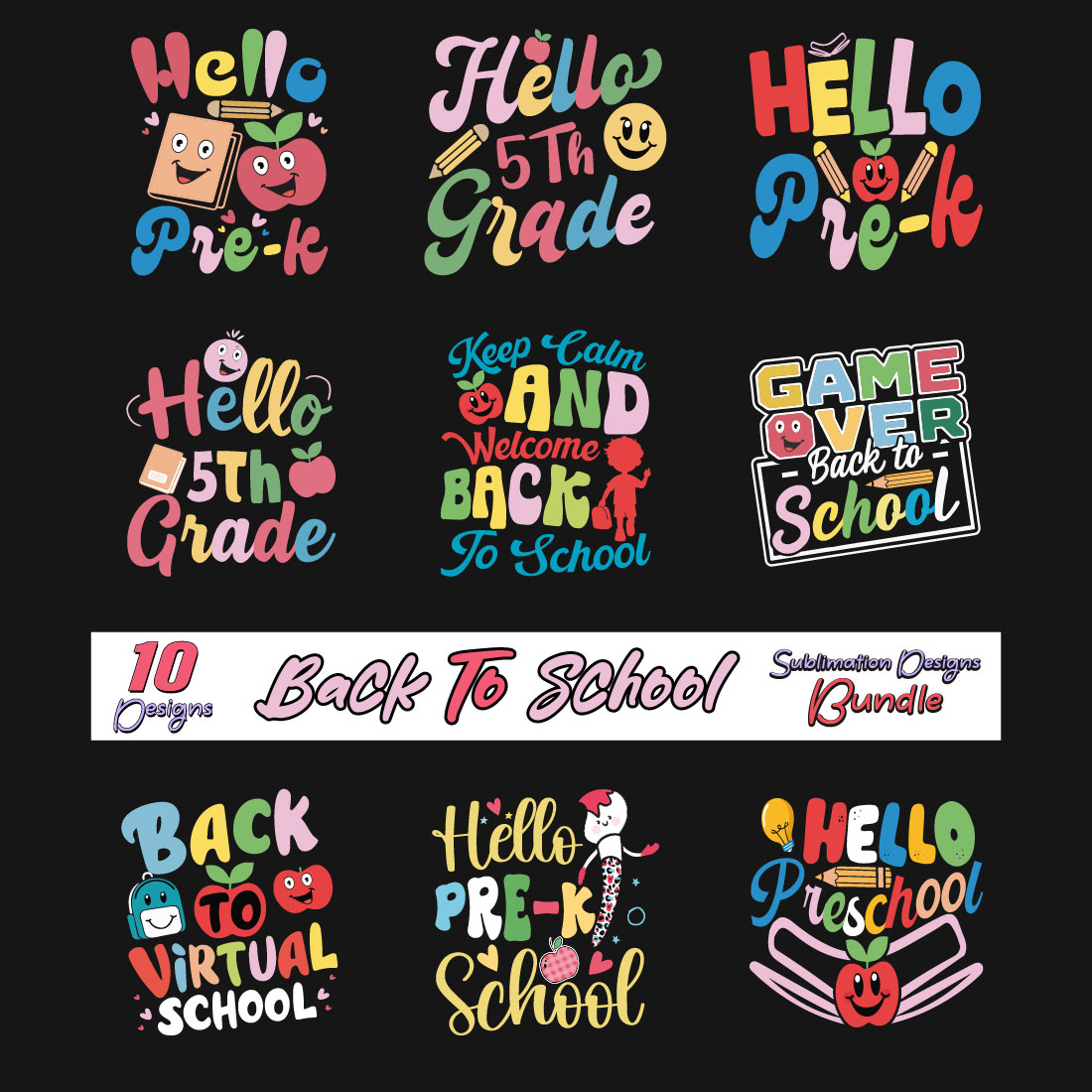 Back to School Sublimation Bundle 8 preview image.