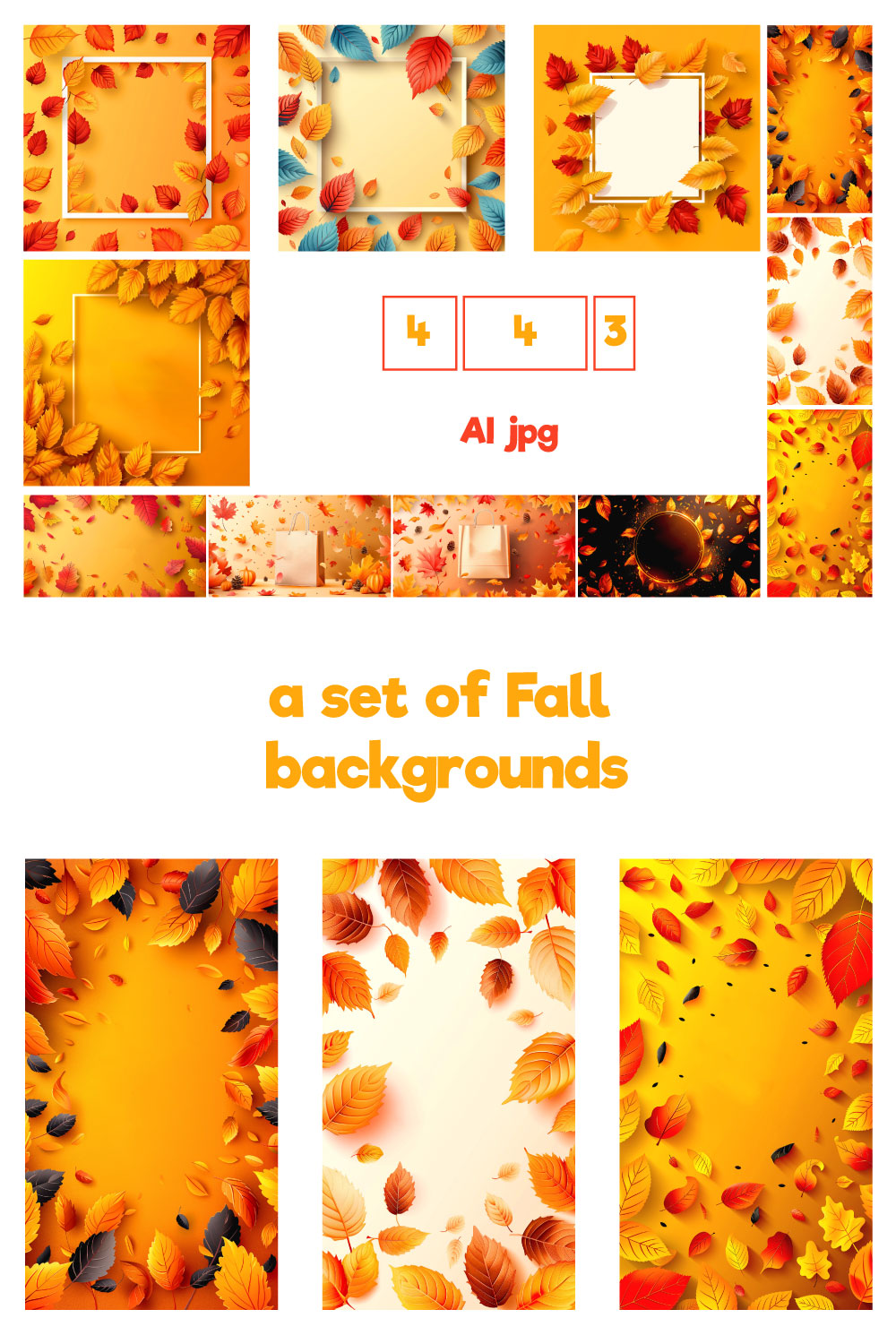 A set of Fall backgrounds for sale pinterest preview image.