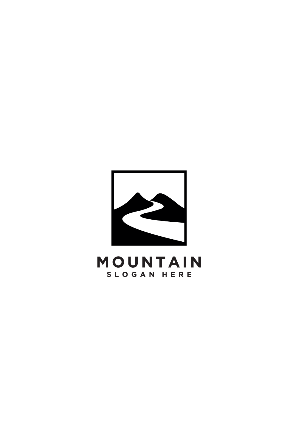 mountain river logo design template pinterest preview image.