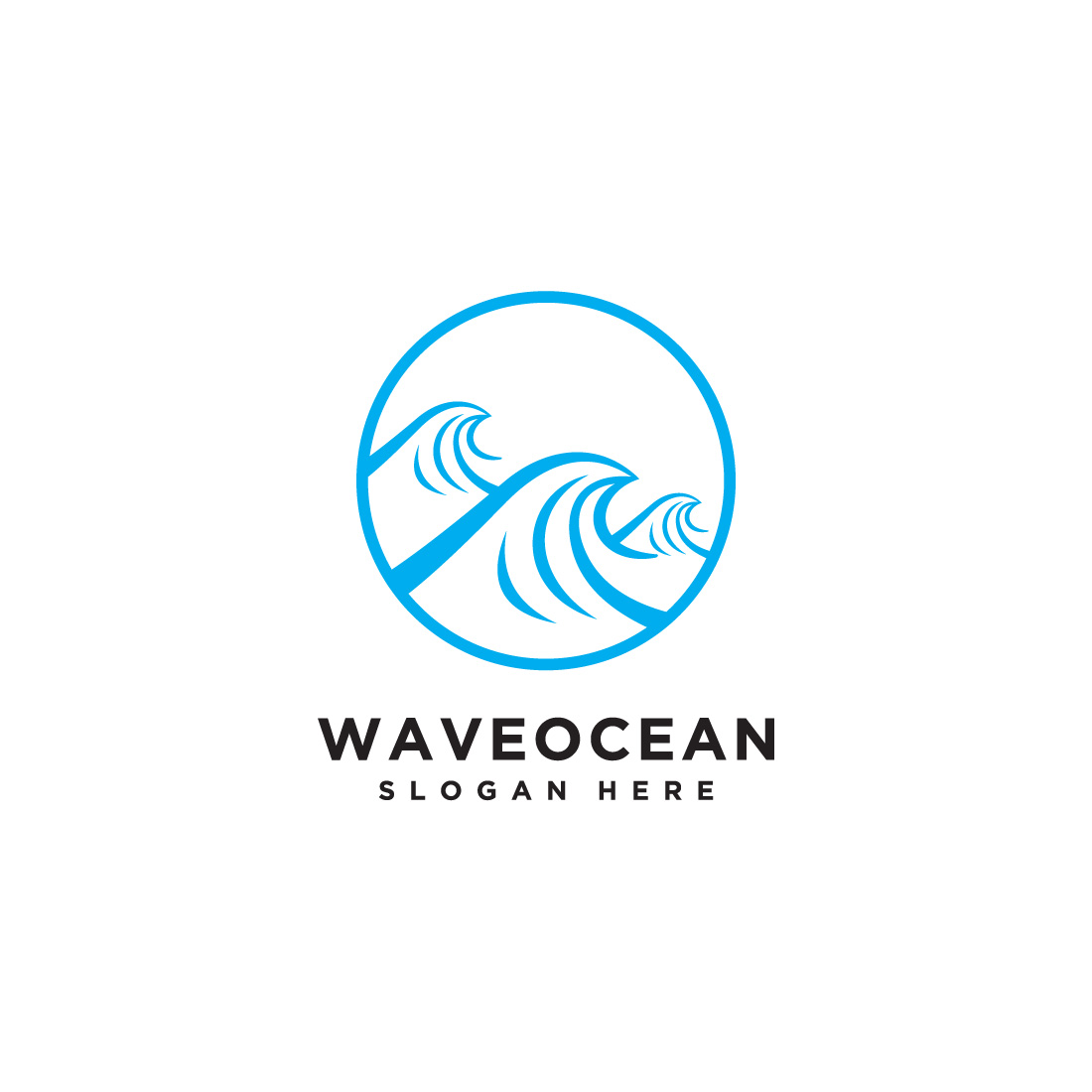 ocean wave logo vector design template preview image.