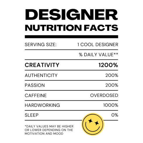 Designer Nutrition Facts Design SVG, PNG cover image.