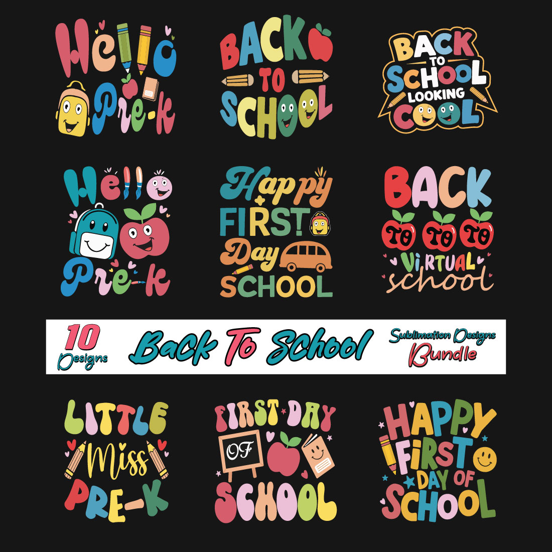 Back to School Sublimation Bundle 7 preview image.