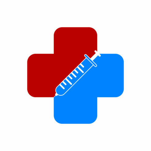 Medical Syringe Injection Logo design Concept, Vector illustration cover image.