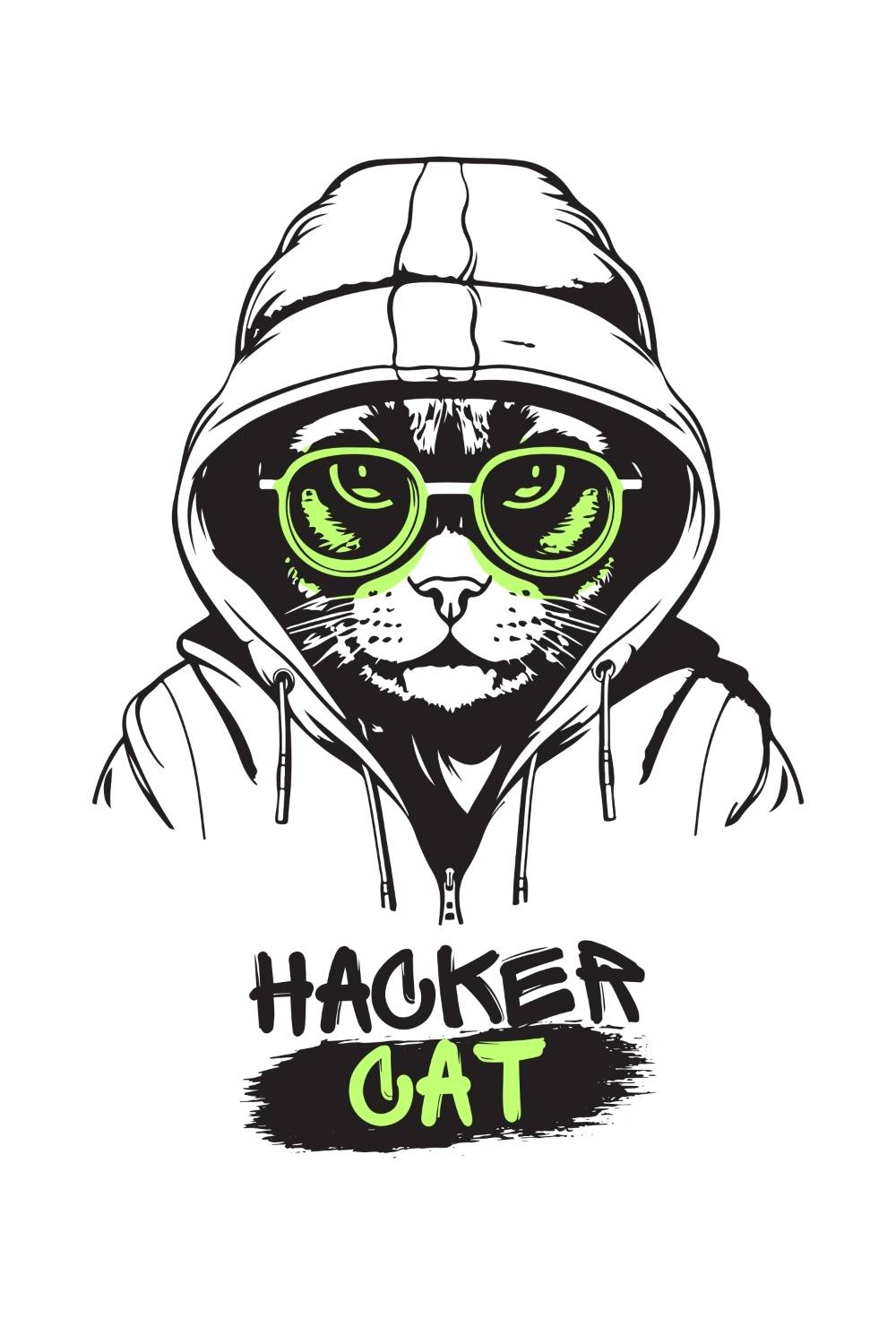 Hacker Cat Design SVG, PNG pinterest preview image.