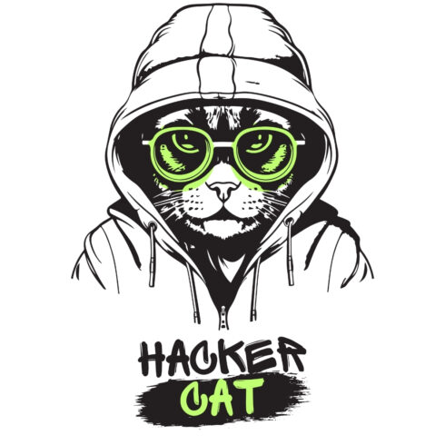 Hacker Cat Design SVG, PNG cover image.