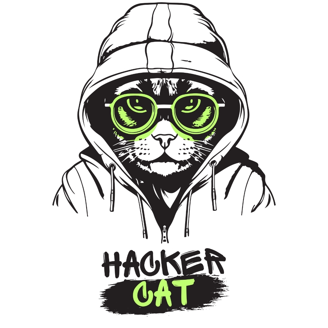 Hacker Cat Design SVG, PNG cover image.