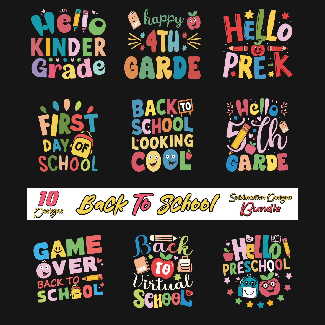 Back to School Sublimation Bundle 9 preview image.