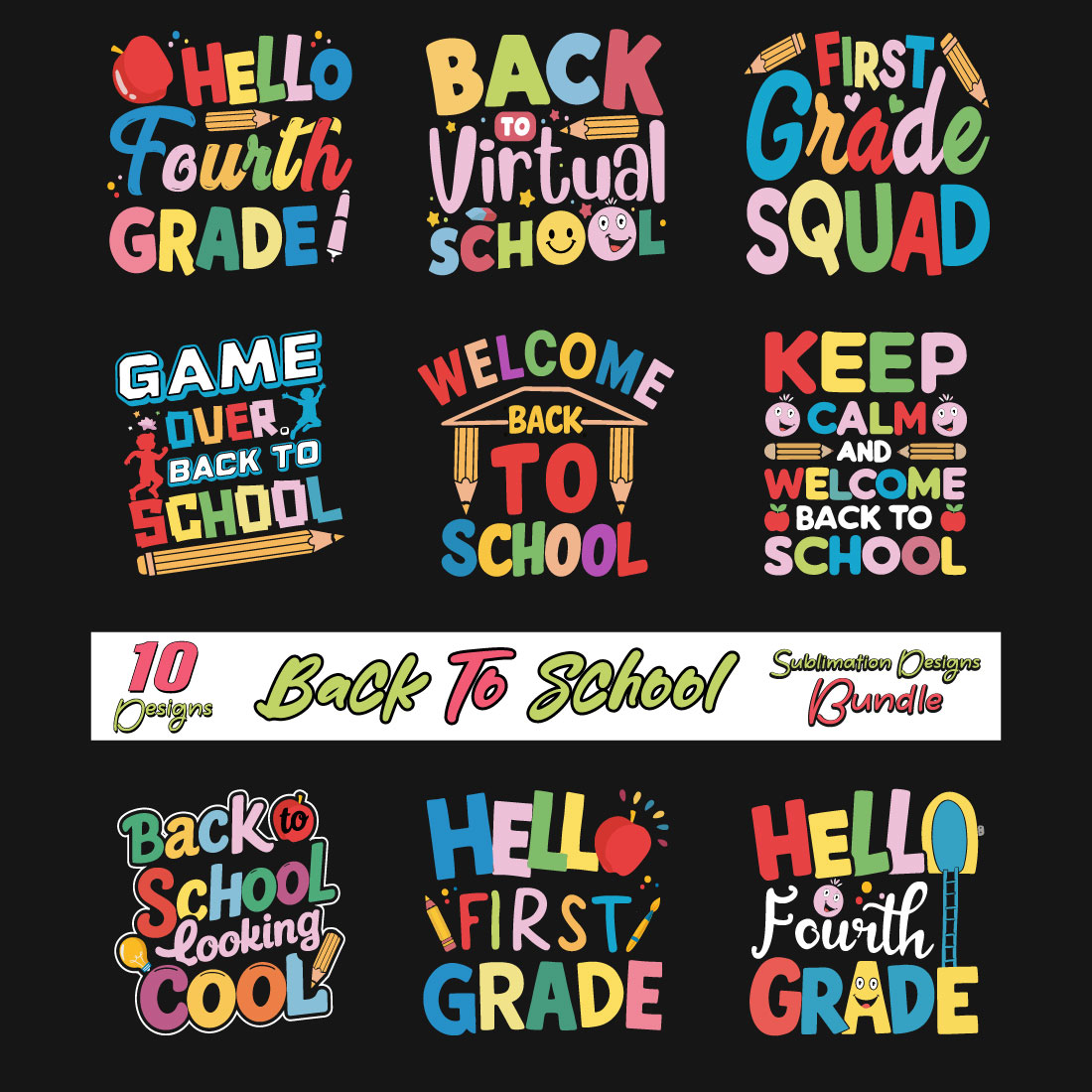 Back to School Sublimation Bundle 10 preview image.