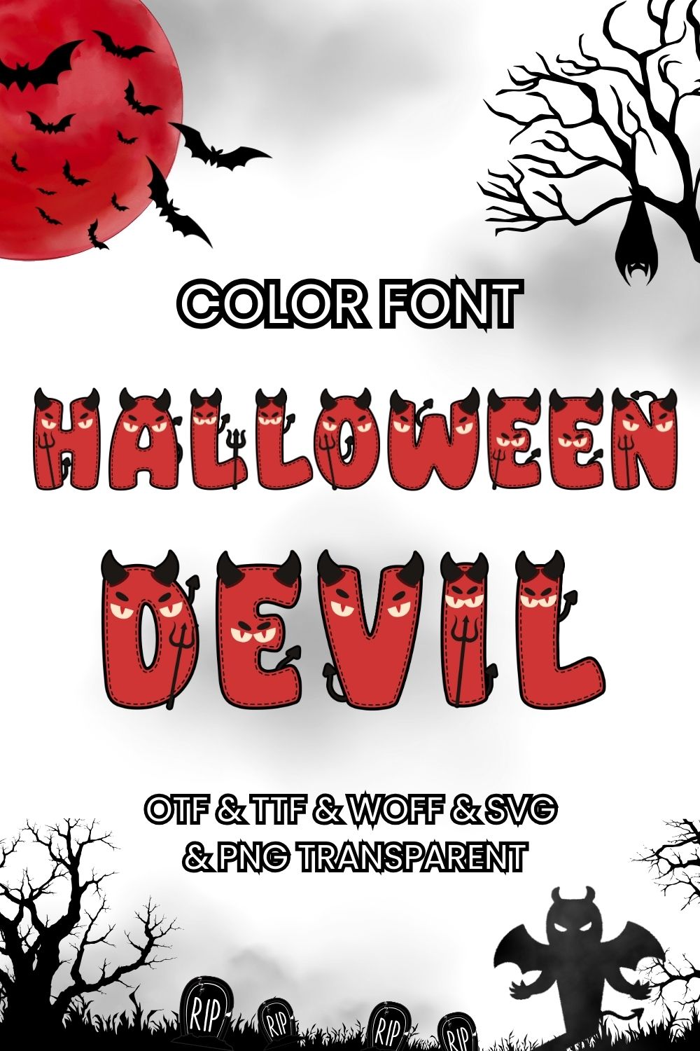 Halloween Devil Font pinterest preview image.