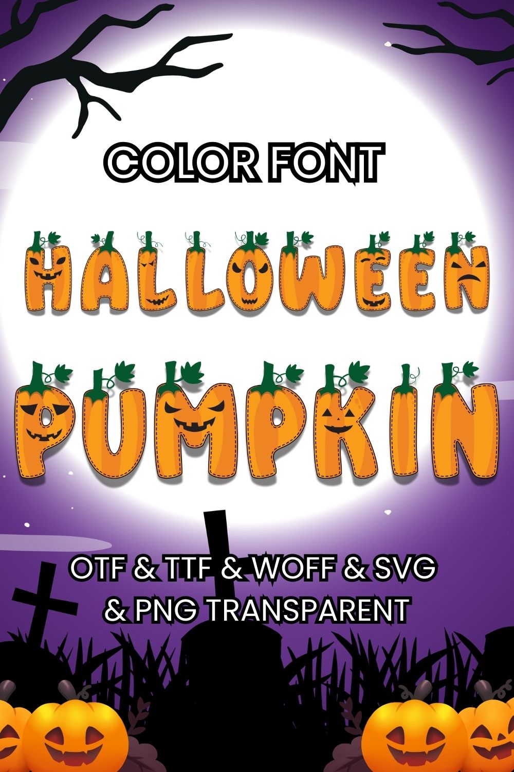 Halloween Pumpkin Font pinterest preview image.