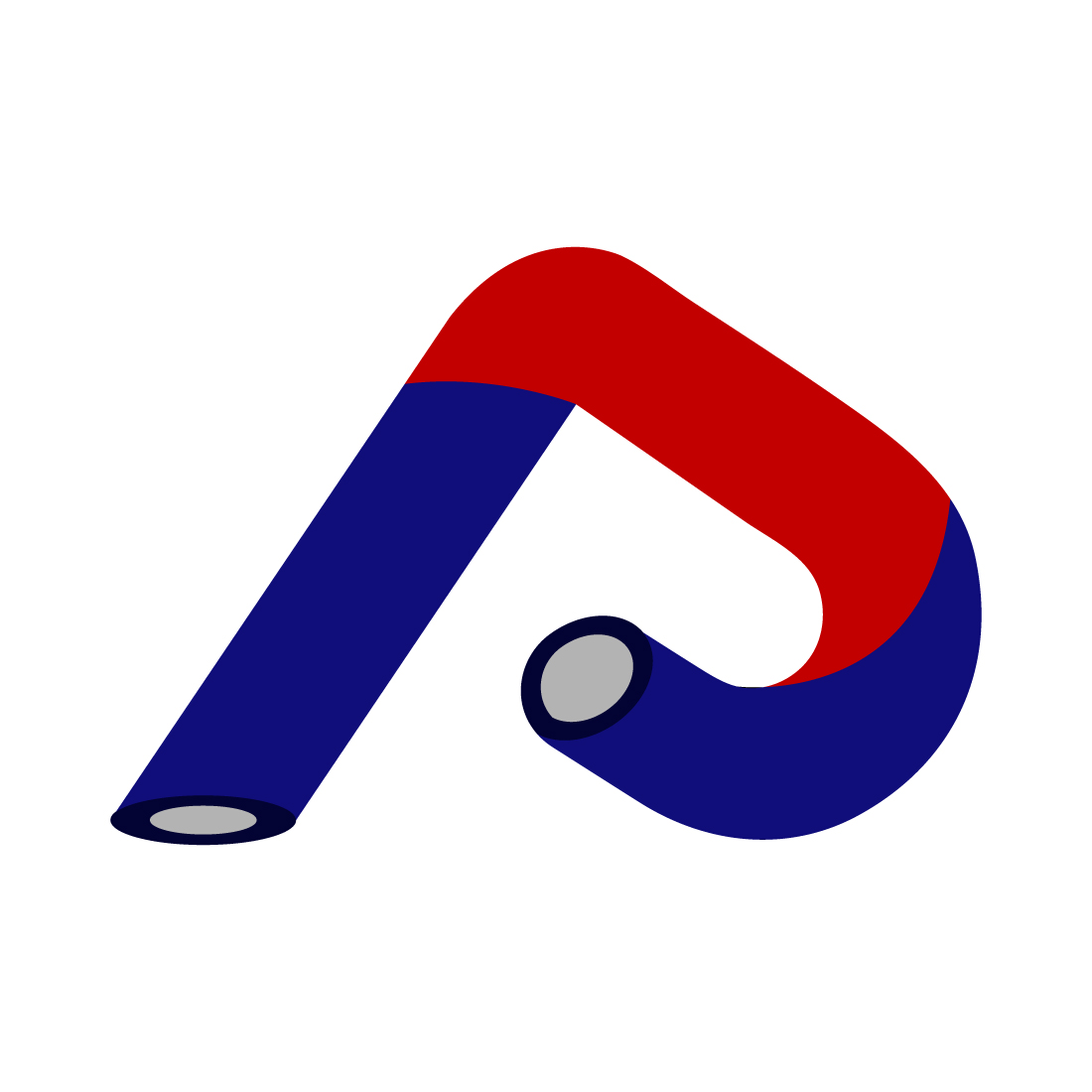 Letter P Like A water Pipe logo design preview image.