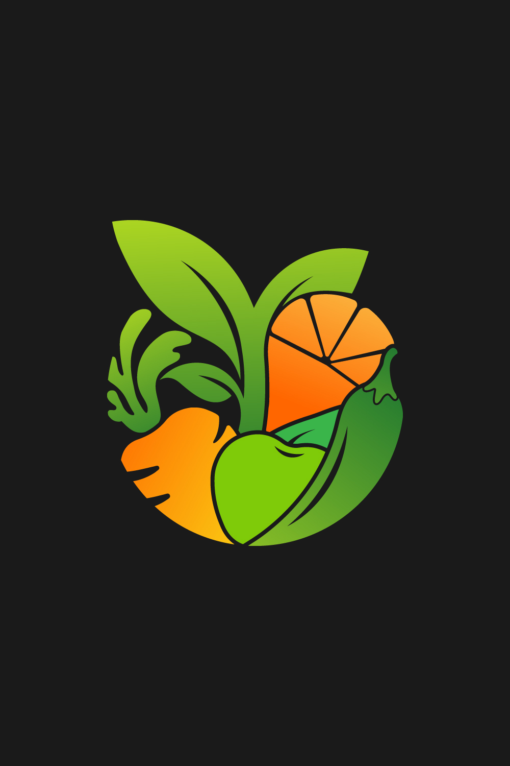 Fresh Vegetable icon logo design pinterest preview image.