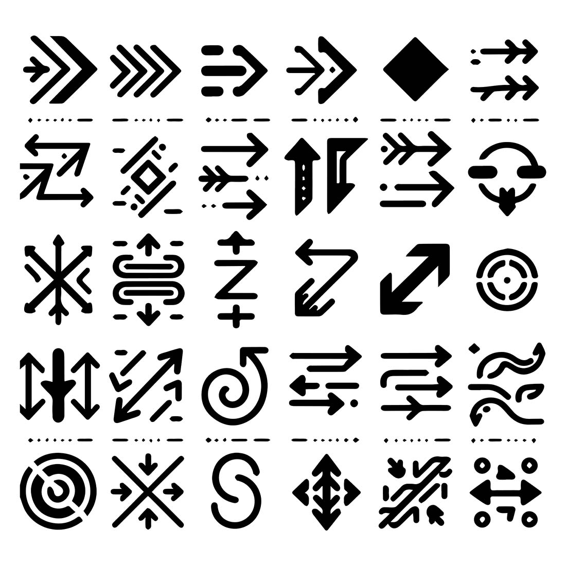 Arrows icon set collection vector illustration preview image.