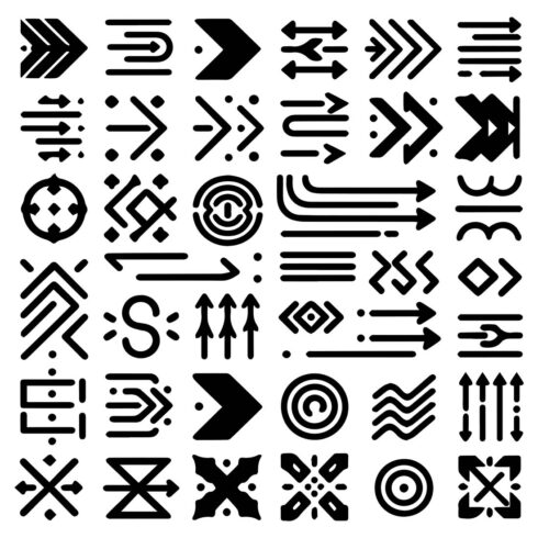 Arrow line icon set collection vector illustrations cover image.