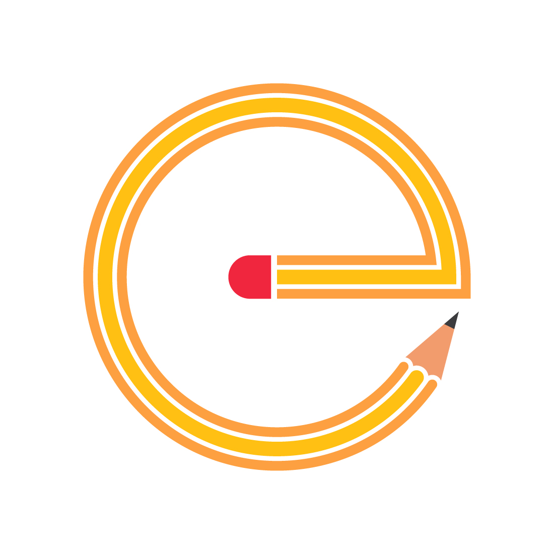 Letter E with Pencil for education business preview image.