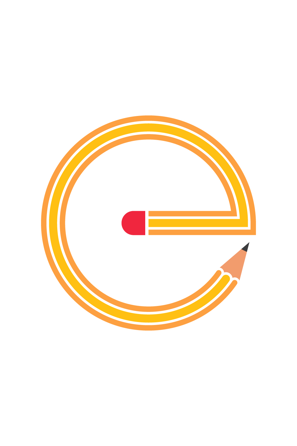 Letter E with Pencil for education business pinterest preview image.