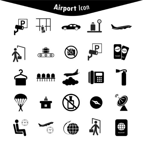 120+ Airport Icons Set cover image.