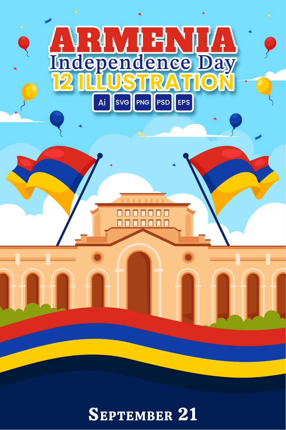 12 Armenia Independence Day Illustration pinterest preview image.