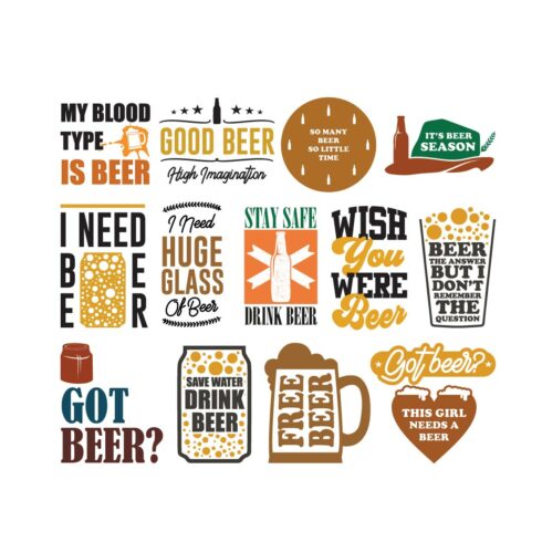 Beer SVG Bundle, Beer Quotes SVG Designs, Beer Glass SVG, Alcohol Quotes Svg Png Dxf Eps, Beer Svg file for Cricut, Silhouette, Cut file cover image.