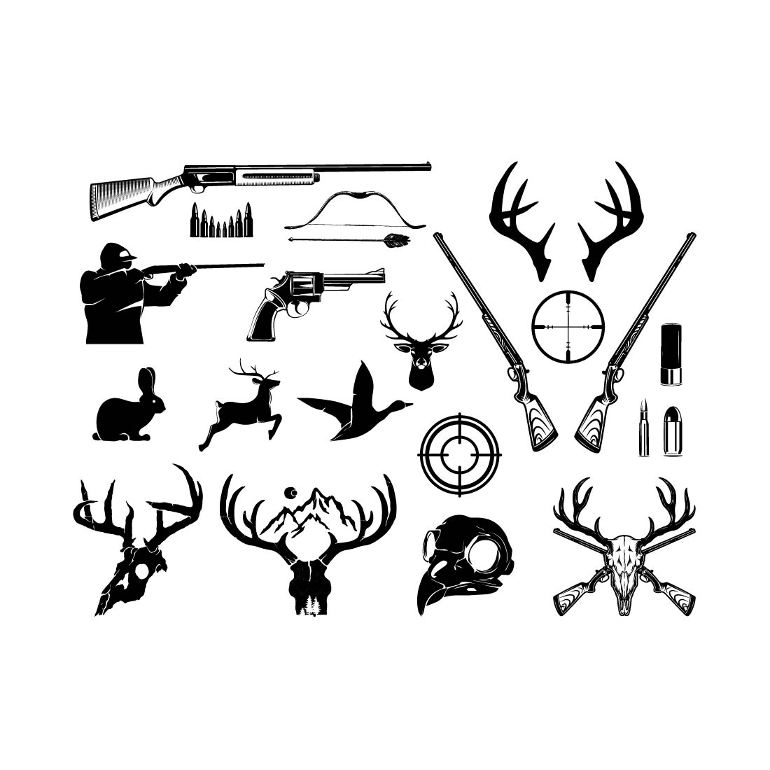 HUNTING SVG Bundle, Hunter Svg, Deer Hunting Svg, Hunting Clipart, Hunting Cut Files For Cricut, Antlers Svg preview image.
