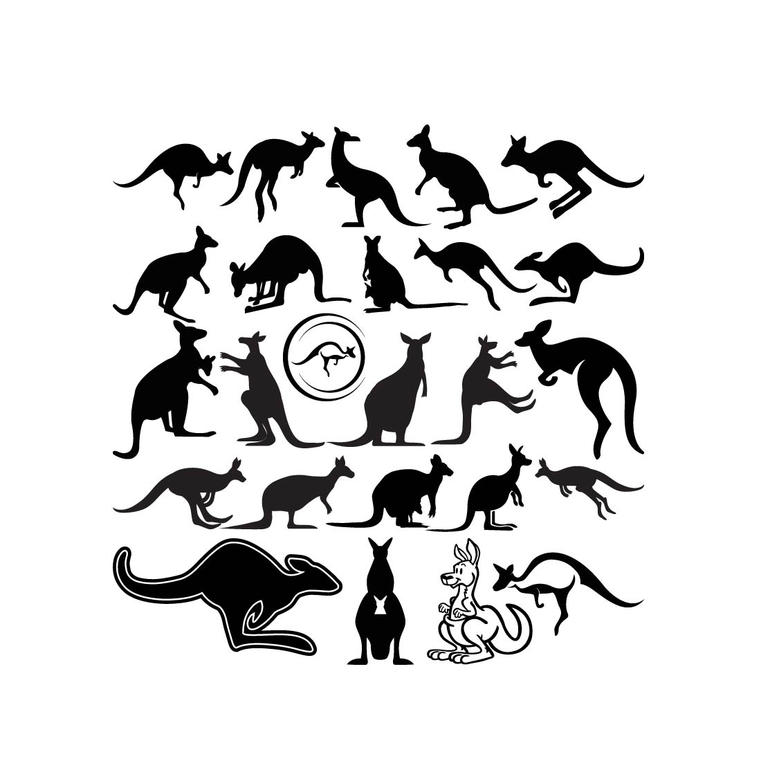 Kangaroo svg bundle, kangaroo svg, kangaroo silhouette, kangaroo cartoon svg, animal Australia, animal svg, kangaroo clipart, kangaro vector preview image.