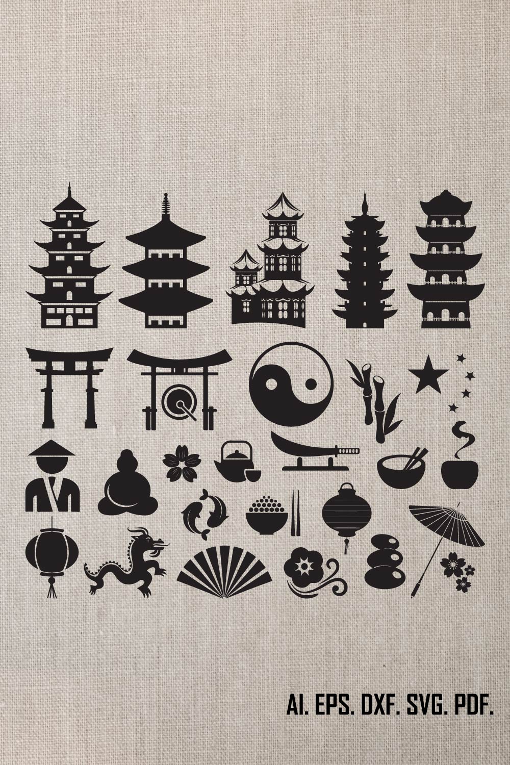 Chinese Culture Vector Design Bundle  pinterest preview image.