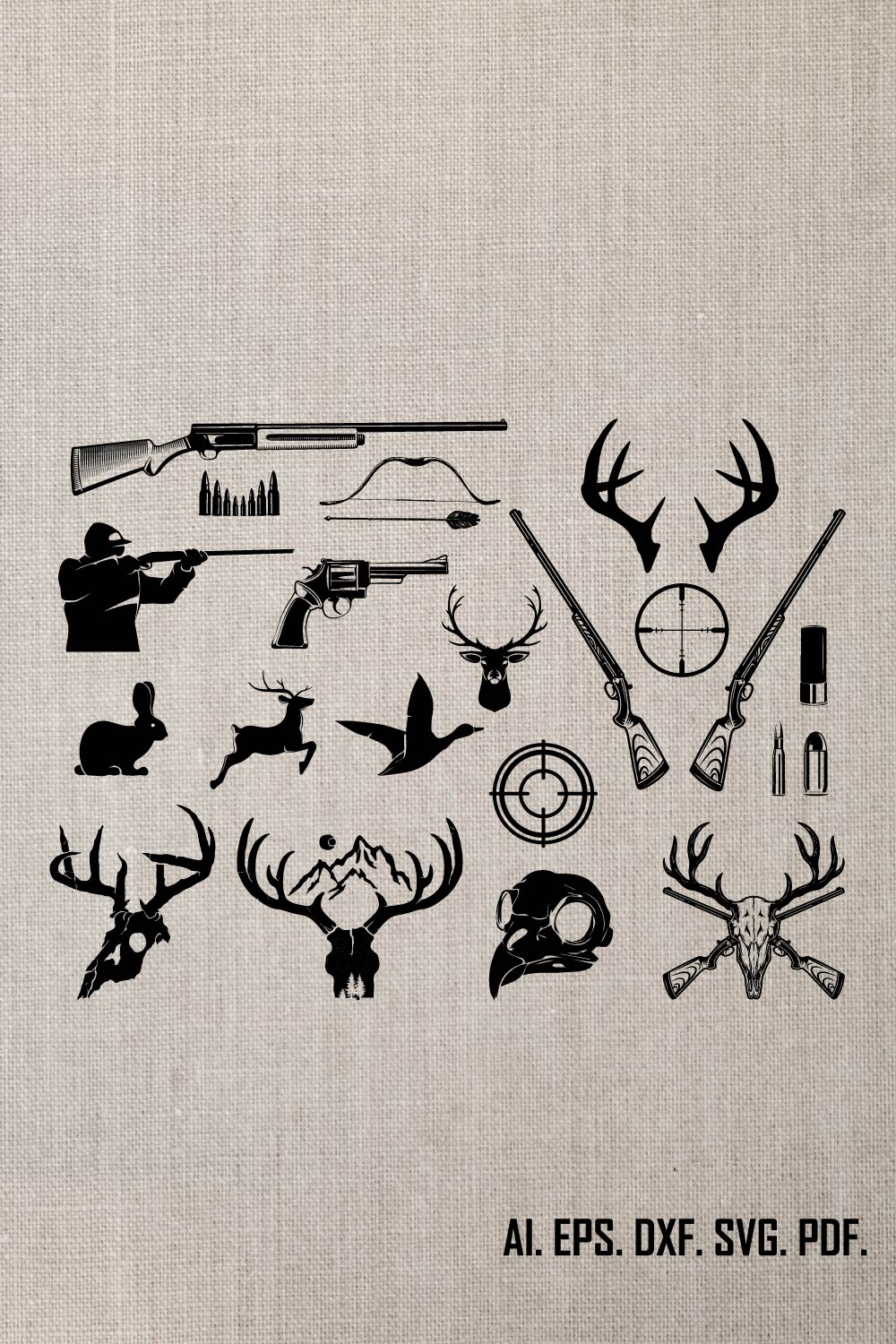 HUNTING SVG Bundle, Hunter Svg, Deer Hunting Svg, Hunting Clipart, Hunting Cut Files For Cricut, Antlers Svg pinterest preview image.