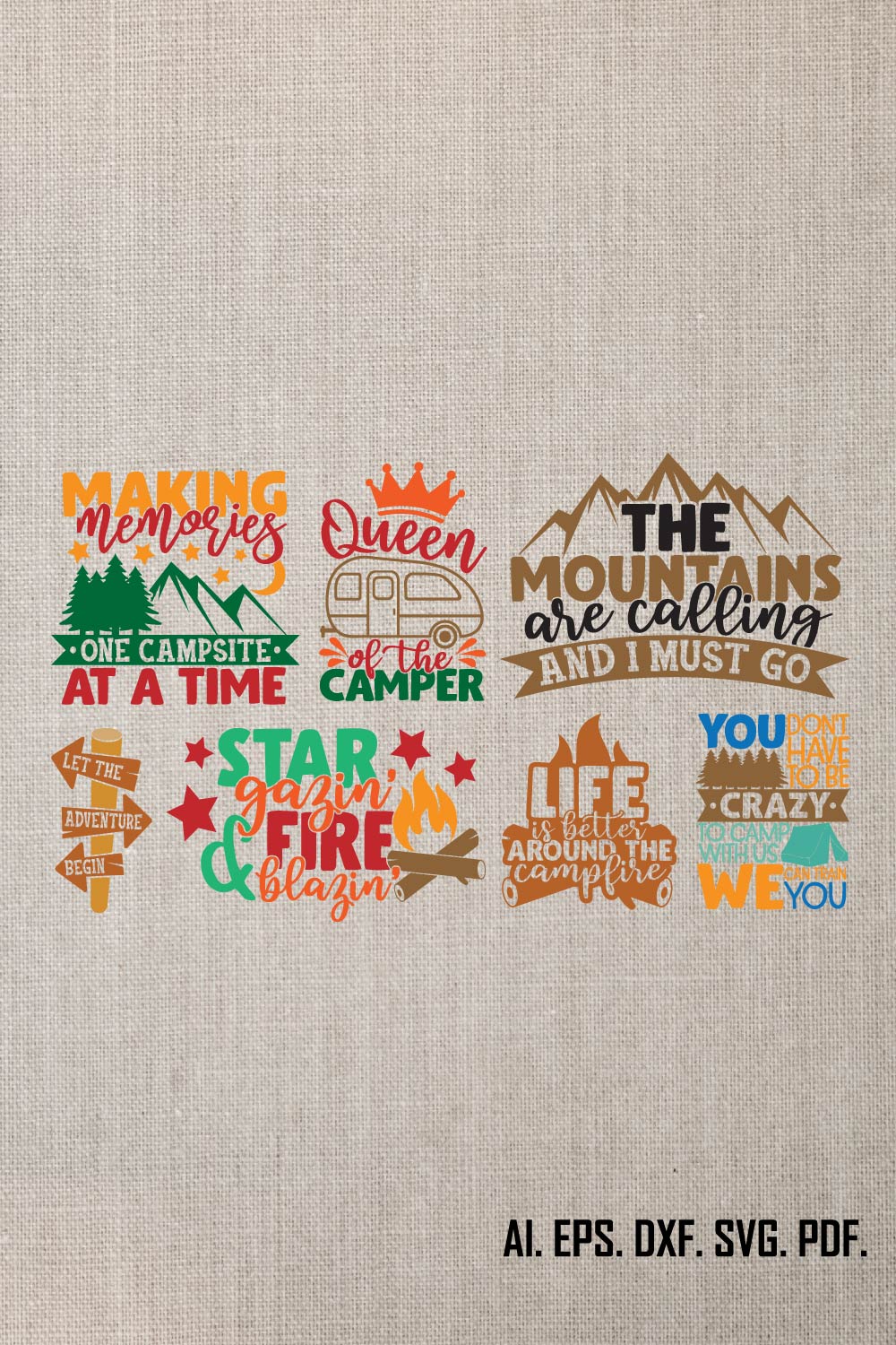 Camping SVG Bundle, Camp Life Svg, Camp SVG, Camper Svg, Campfire Svg, Camping cut files, Camp Sayings, Svg Files For Cricut, Camp Png, Svg pinterest preview image.