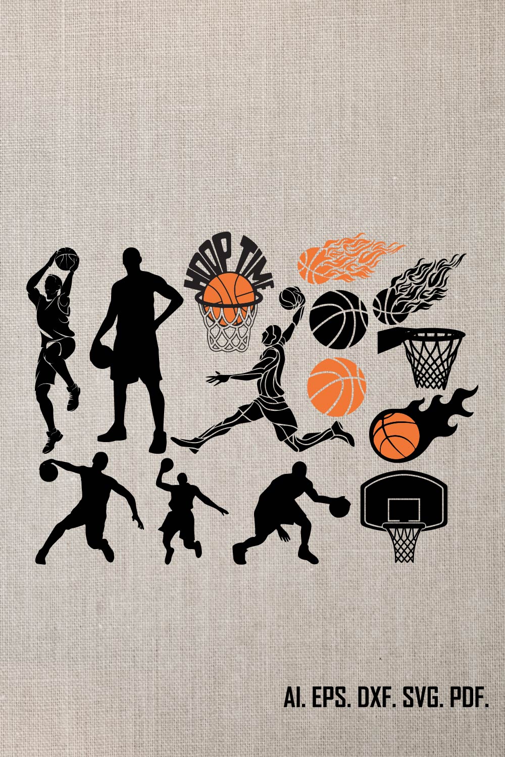 Basketball SVG Bundle, Basketball PNG Bundle, Basketball Clipart, Basketball Silhouette, Basketball SVG Cut Files for Cricut, Team Shirt pinterest preview image.