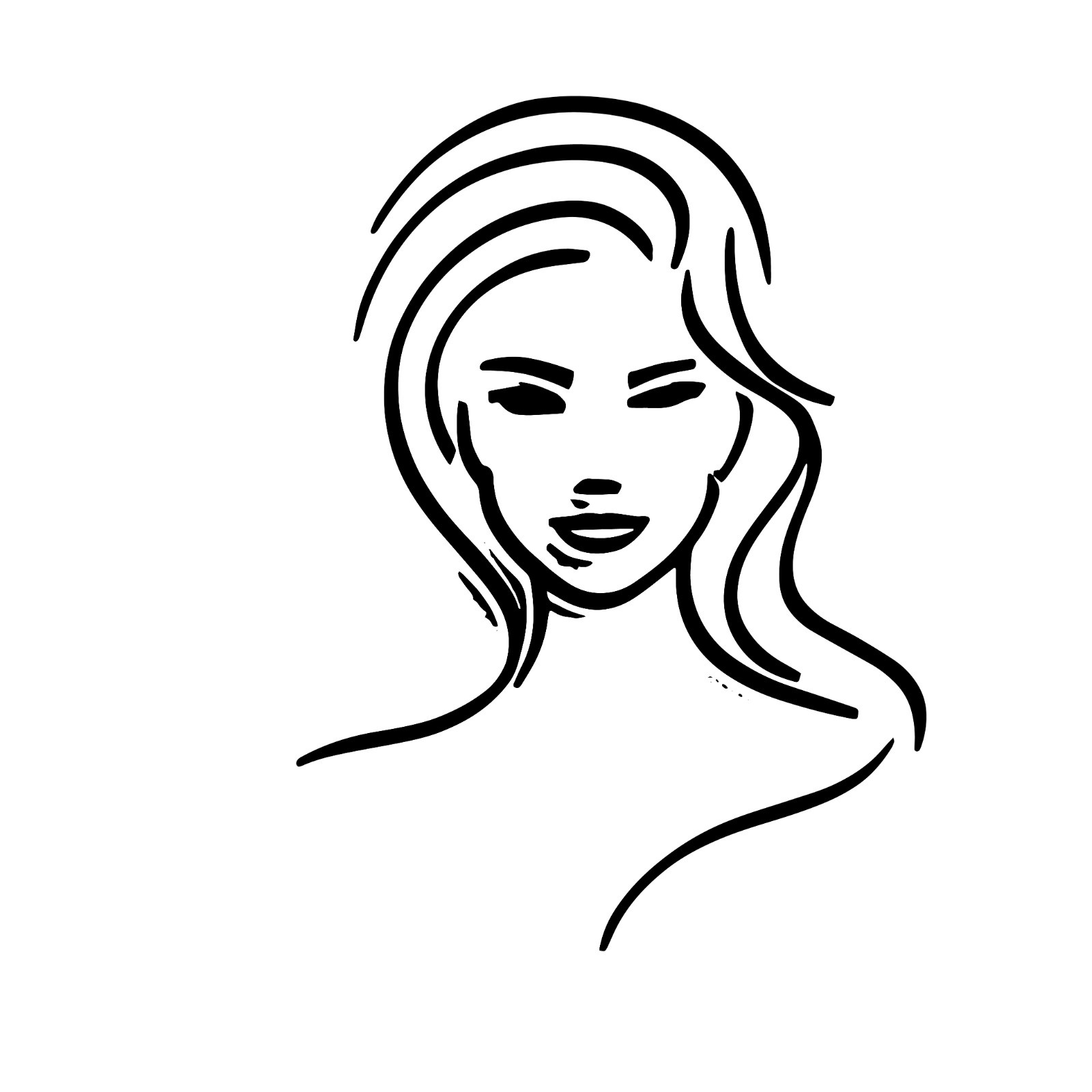 Elegant Woman's Face Line Art Illustration preview image.