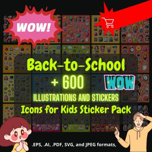 Back-to-School Icons for Kids Sticker cover image.