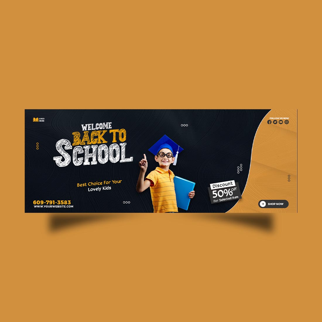 Back to school social media banner or Facebook cover design cover image.