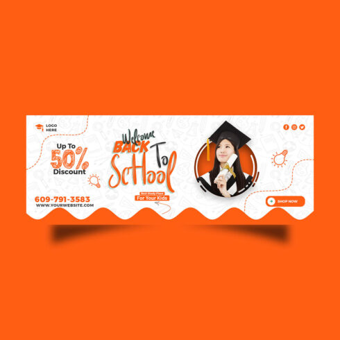 Back to school social media banner or Facebook cover design cover image.