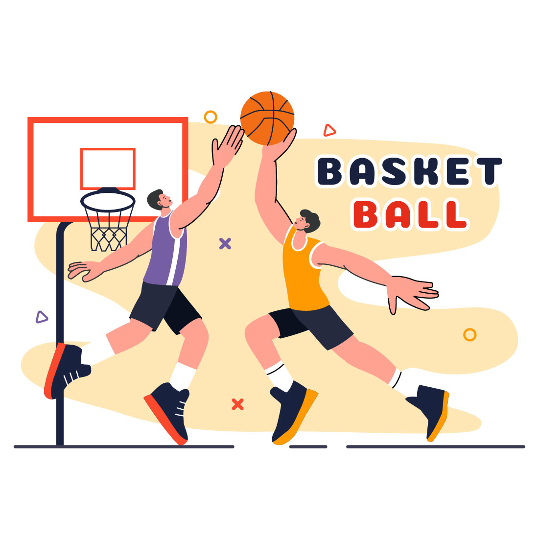 9 Playing Basketball Illustration cover image.