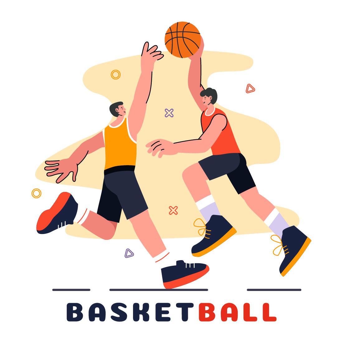 9 Playing Basketball Illustration preview image.