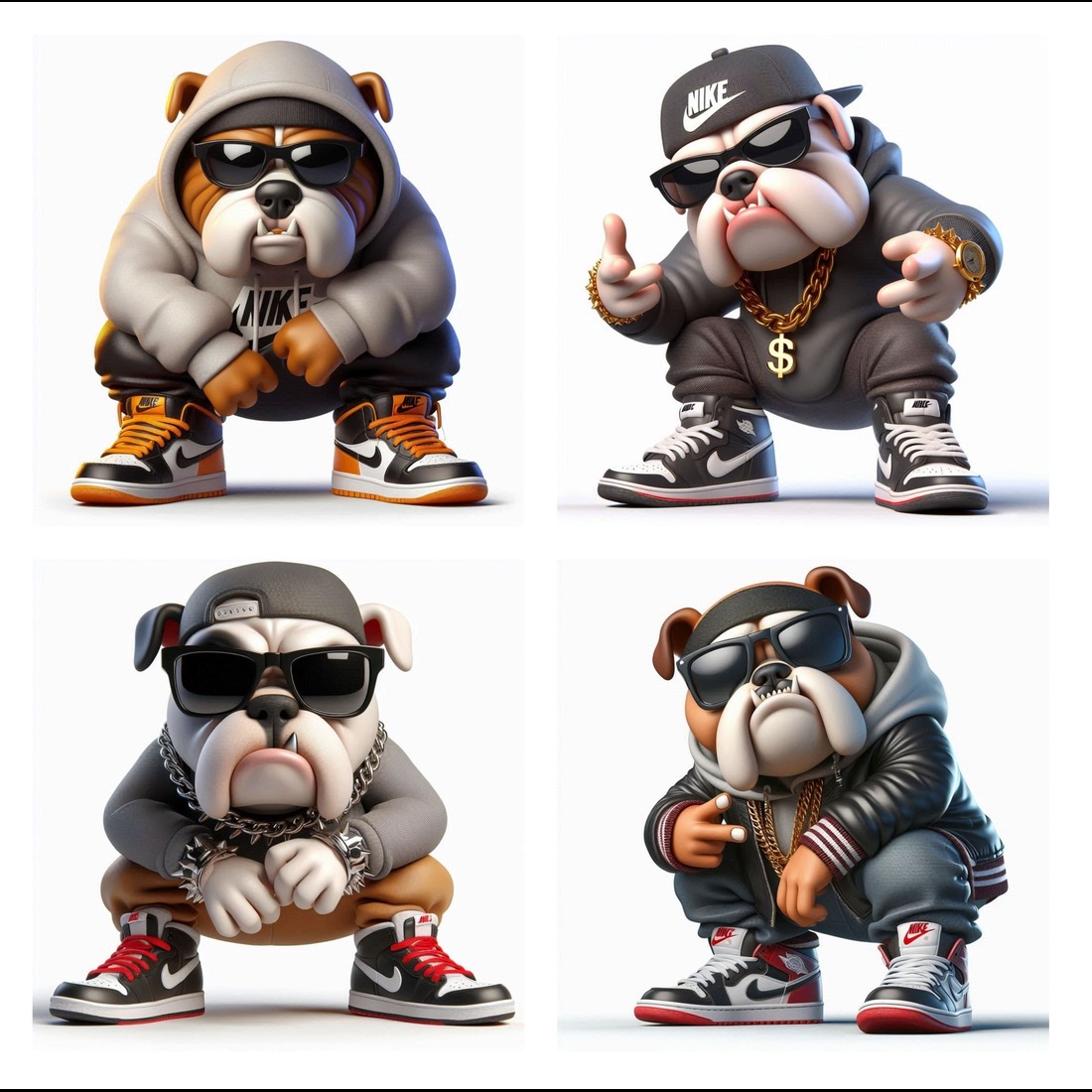 3D Gangsta Rap Bulldog Urban Street Wear Collectible Avatar Emotes For Discord Twitch Instagram Twitter preview image.