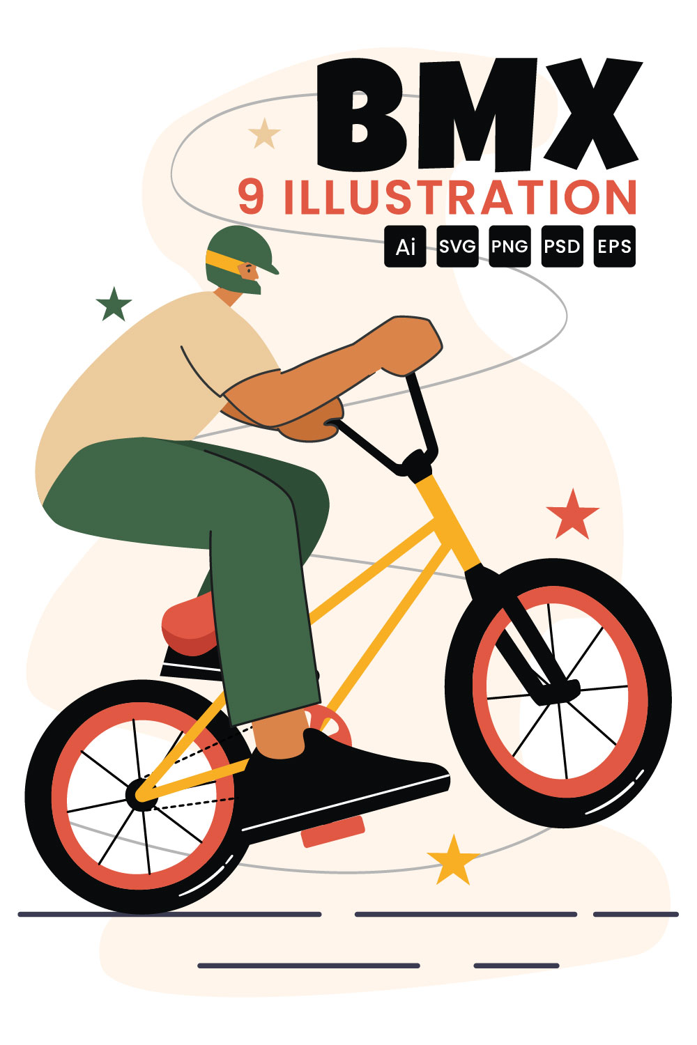 9 BMX Bicycle Sport Illustration pinterest preview image.