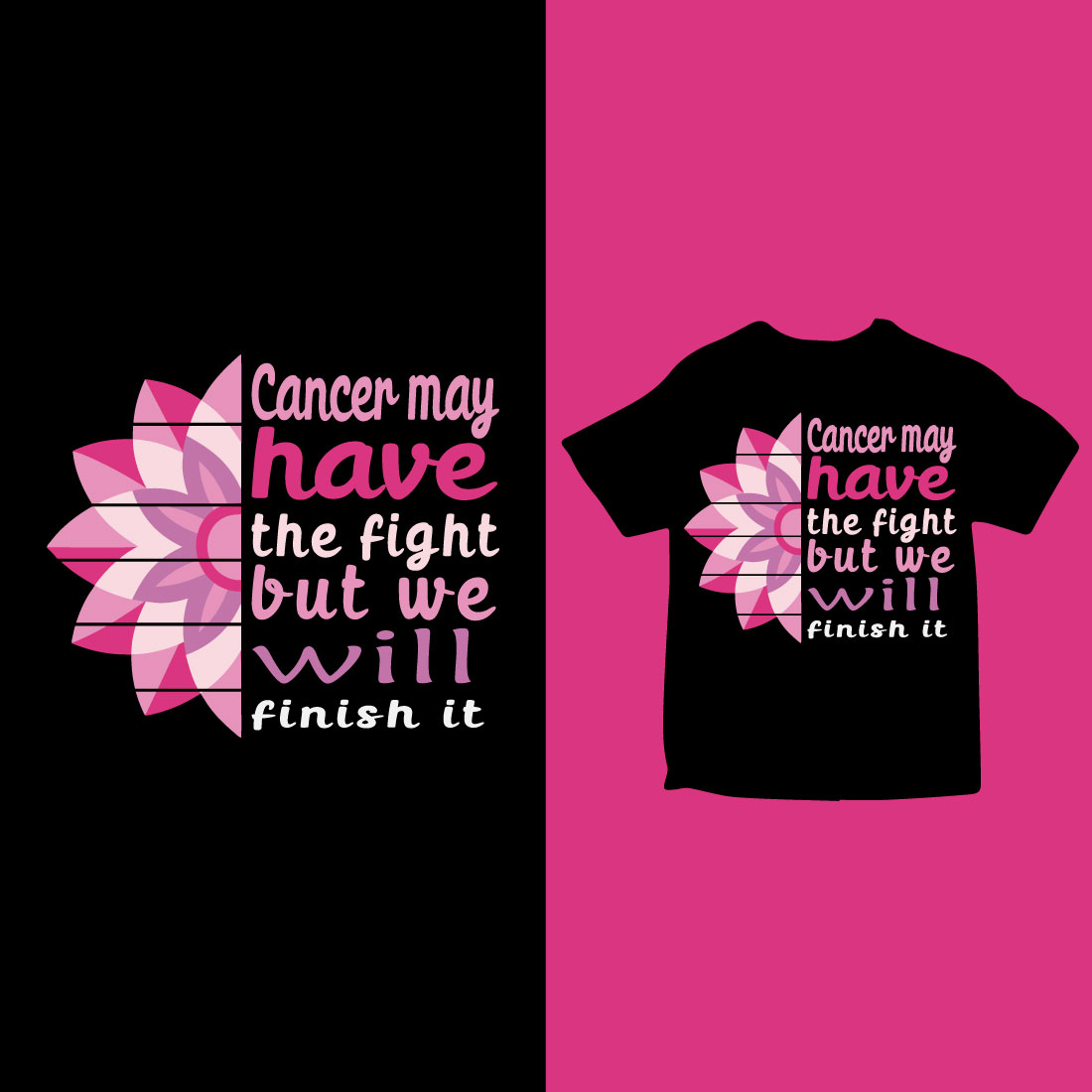 cancer awareness t-shirt design preview image.