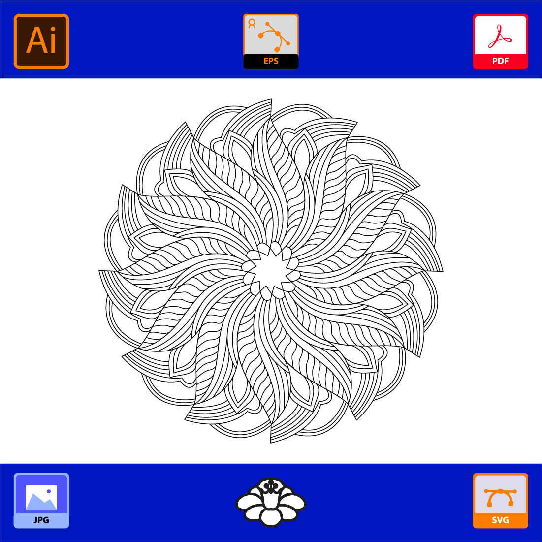 Bundle of 10 Eternal Mandalas Coloring Book Page preview image.