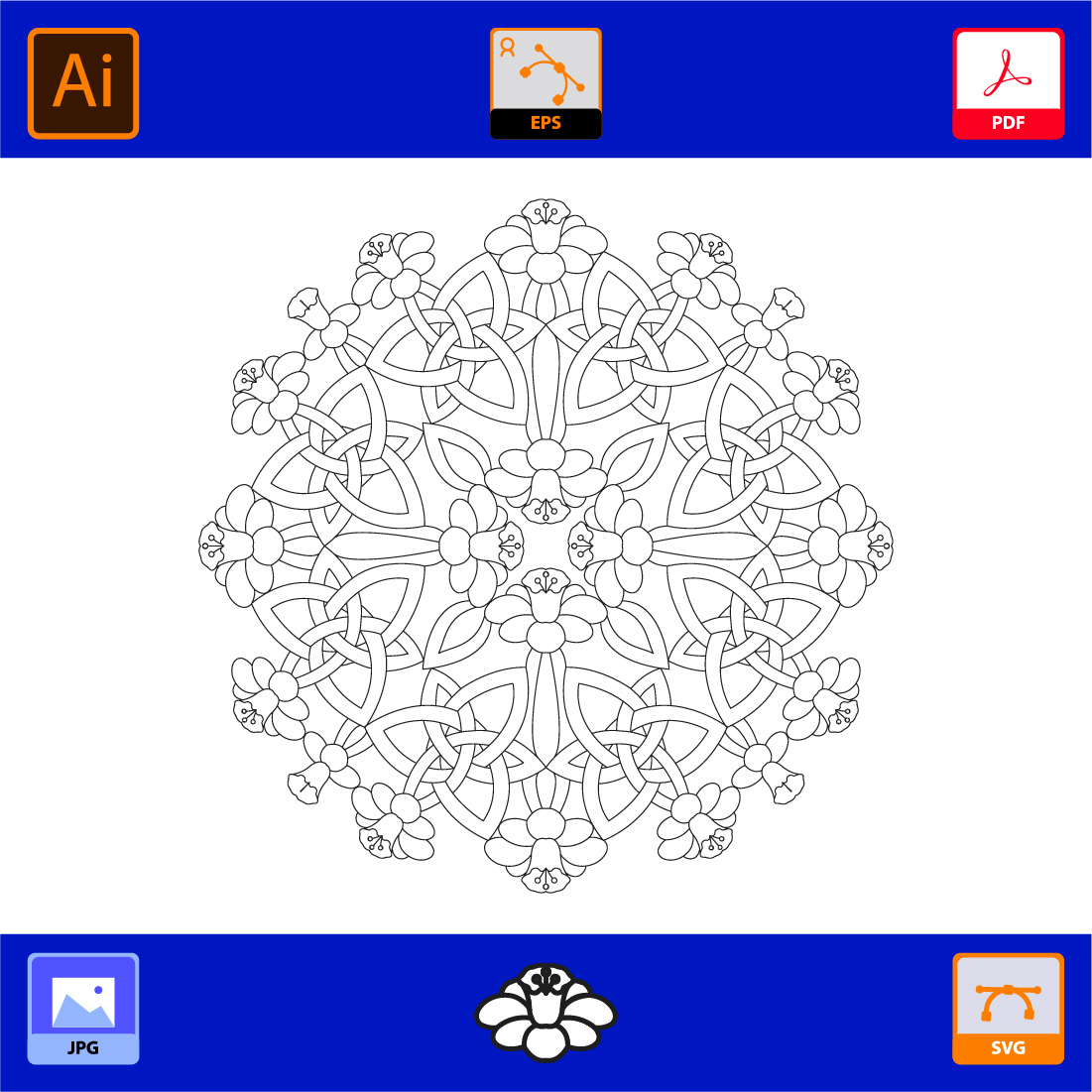 Bundle of 10 Infinite Circle Mandalas Coloring Book Page preview image.